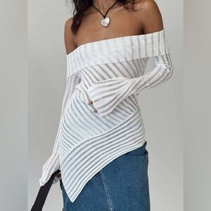Princess Polly Off-Shoulder Striped Sweater